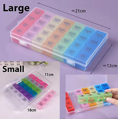 Weekly 7 Days Pill Medicine Box Holder Organizer Weekly 7 Day 28 Slots Storage • £5.99