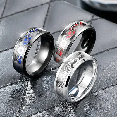 Titanium Stainless Steel Mechanical Gear Ring Men Women Wedding Band Jewelry • $2.52