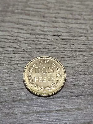 1945 MEXICO 2 PESOS  DOS  PESOS Gold Coin 1.66g  .059oz • $0.99