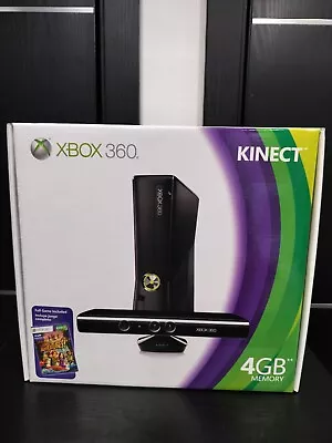 Microsoft Xbox 360 Slim 4GB RARE BUNDLE Black Console  With Kinect NEW Sealed • $299