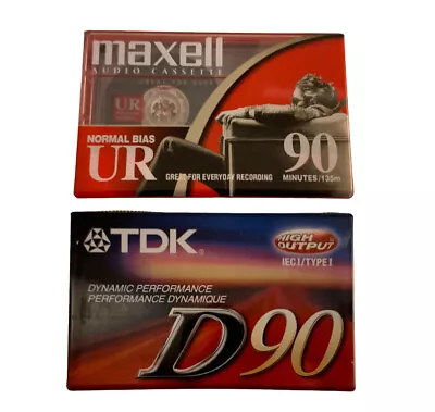 New Sealed Maxwell UR & TDK D90 90 Minute Blank Audio Cassette Tape - 1 Of Each • $6