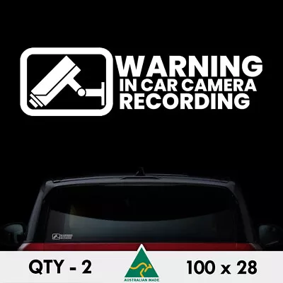 2 X Warning In Car Camera Recording Small Stickers 100mm 4x4 Car Window Decal • $5.70