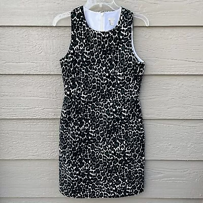 J. Crew Black Green Leopard Cheetah Animal Print Sheath Dress 2 Excellent • $19.99