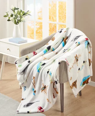 Whim By Martha Stewart Collection Holiday Corgi Printed Plush Throw 50″ X 60... • $29.99