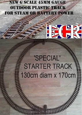 G SCALE RAILWAY RAIL 45mm GAUGE PLASTIC TRACK BATTERY & STEAM POWER TRAIN SET • £29.95