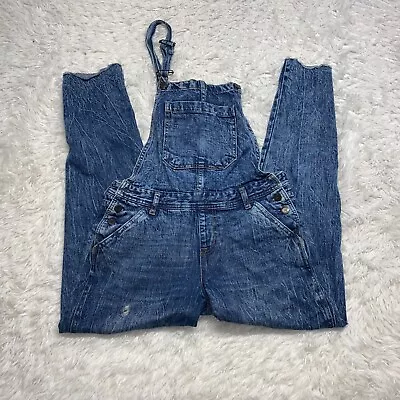 $12 • Buy Womens Aeropostale Ankle Skinny Stone Washed Stretch Denim Blue Jean Overalls S