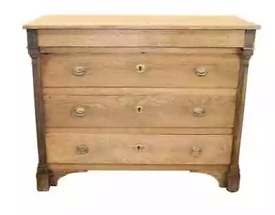 Antique French Bleached Oak Empire 3 Drawer Commode Chest Of Drawers Farmhouse • $1500