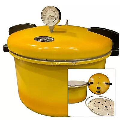 Vintage Presto 16 Qt Pressure Cooker Harvest Gold Yellow 01/CA 16H Canner Pot • $70.76