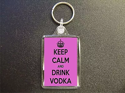 Keep Calm And Drink Vodka Pink Keyring Gift Bag Tag Birthday Gift • £3