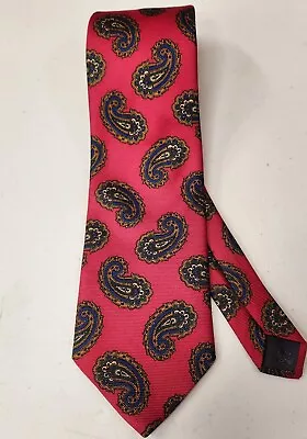 Brooks Brothers Makers Men Silk Multicolor Magenta Red Paisley Tie Made In USA • $10.99