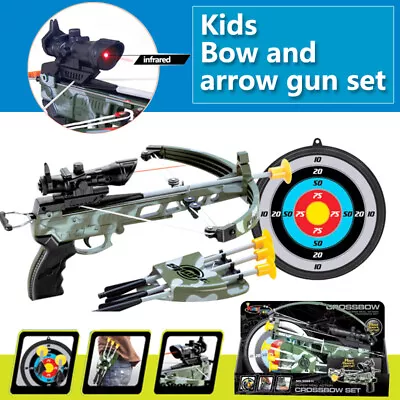 Kids Outdoor Sport Shooting Toy Set Real Action Mini Bow And Arrow Gun Gift AU • $42.98