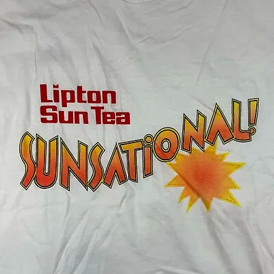 Vintage Lipton Tea Shirt Sz XL White SS Screen Stars Single Stitch Tee Made USA • $7.49