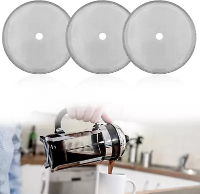 3pcs 4in Cafetiere Filter Mesh 8 Cup French Press Filter Replacement Screen Mesh • £5.96