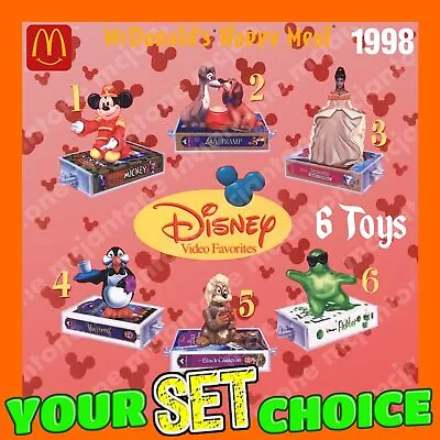 SET 6 McDonald's 1998 DISNEY VIDEO FAVORITES Flubber Black Cauldron YOUR CHOICE • $24