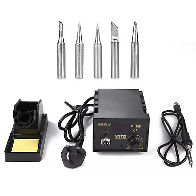 £33.99 • Buy 937D Soldering Iron Station Hot Air Digital Welding SMD Tool Stand W/5 Tips 45W