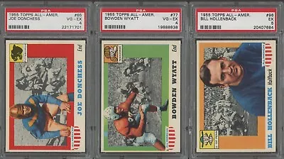 3 1955 Topps All American PSA LOT #65 Donchess #77 Wyatt #96 Hollenback PSA LOT • $35