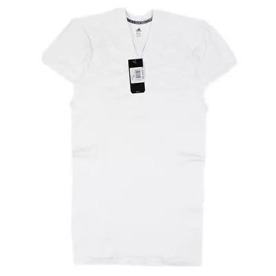 Men's Adidas Techfit Compression Football Jersey V-Neck T-Shirt White • $34.24