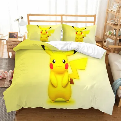 £32.65 • Buy Bed Duvet Cover Set Pokemon Bedding Set Color Pattern Home Decor Bedding Set  M1
