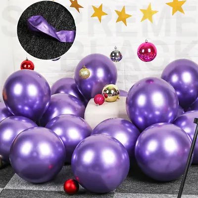 50 Purple Metallic Balloons Chrome Shiny Latex 12 Thicken For Wedding Party Baby • $6.99