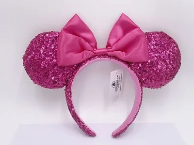 Hot 2023 Ears Bow Magenta Pink Minnie Sequin Disney Parks Orchid Headband • $19.99