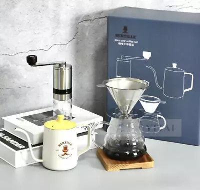 Coffee Maker Thermochromic Pour Over Kettle Grinder  Dripper Tea Pot Gift Set • $199