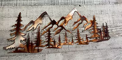 Tree & Mountain Scene - Metal Wall Art - Copper 26  X 10 3/4  • $66.98