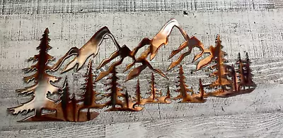 Tree & Mountain Scene - Metal Wall Art - Copper 47  X 19 3/4  • $165.99