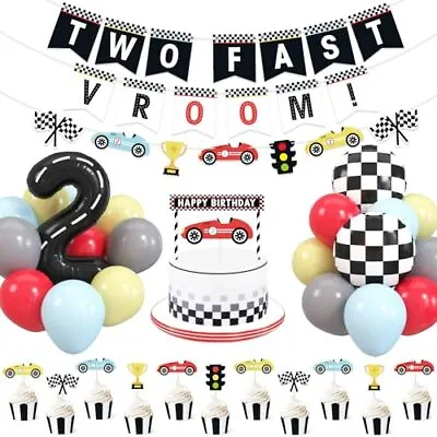 Bessmoso Vintage Two Fast Birthday Race Car Party Decorations Supplies Racing... • $39.25