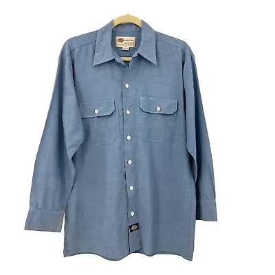 $39.99 • Buy Dickies Vintage Blue Chambray Work Chore Skate Garage Shirt M Stains Hong Kong