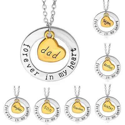  Forever In My Heart  Family Necklace Love Heart Pendant Jewelry Memorial Gift • $1.91