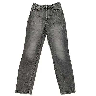 H&M Ultra High Waist Mom Jeans Women Size 4 Black Acid Wash 80s 90s Aesthetic • $15