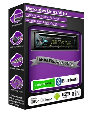 Mercedes Vito DAB Radio Pioneer Car Stereo CD USB AUX In Player Bluetooth Kit • $252.58