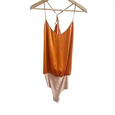 L’AGENCE Mariela Racer Bodysuit In Rust Silk NWT • $45