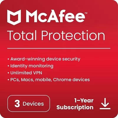 McAfee Total Protection 2024 3 Device 1 Year Antivirus 5 Minute EMAIL Delivery • £6.66