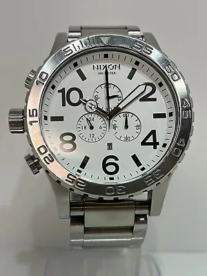 Nixon Watch 51-30 A083100 Men Silver White CHRONO A083-100 Japan Movement • $98