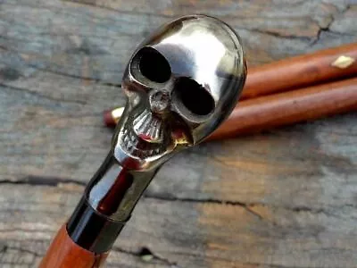 $28.86 • Buy Walking Stick Cane Brass Skull Voodoo Handle Vintage Antique Cane Christmas Gift