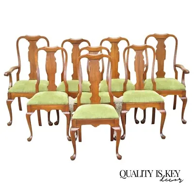 $2250 • Buy Pennsylvania House Cherry Wood Queen Anne Style T-Back Dining Chairs - Set Of 8