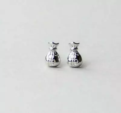Super Adorable Tiny Money Bag Silver Stud Earring  • $7.99