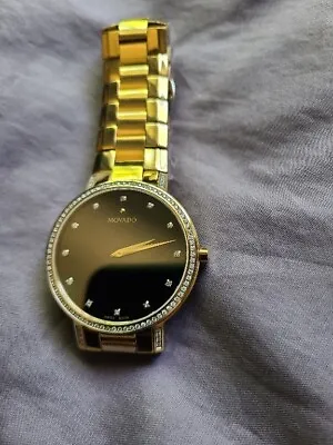MOVADO Faceto 39mm Men's Diamonds Gold Watch Swiss Made Steel - PVD Finished • $2500