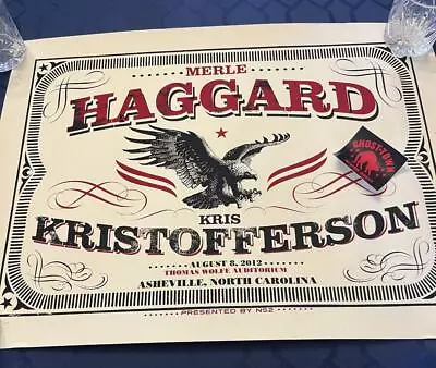 Merle Haggard & Kris Kristofferson In Concert Asheville NC Poster  #41/100 Signe • $100