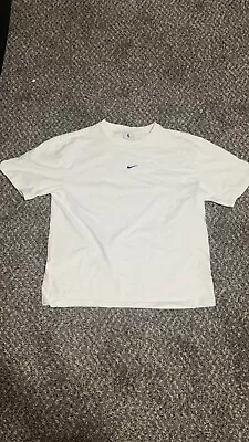 VINTAGE Nike White Center Swoosh T-Shirt Large • $20