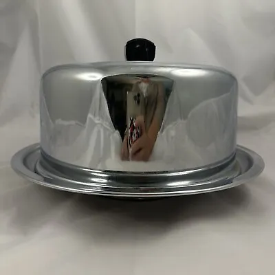 $30 • Buy Vintage 1950s Kromex Chrome Covered Cake Carrier Plate