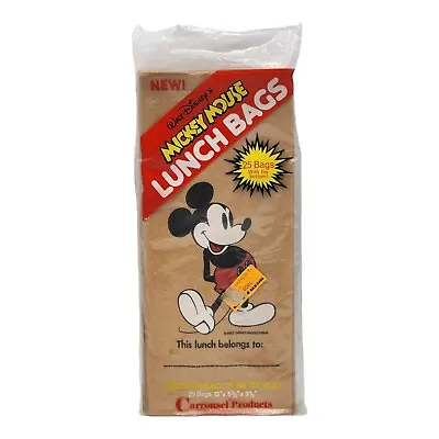 Walt Disney Mickey Mouse Brown Lunch Paper Bags Pack Of 25 Made In USA Carrousel • $18.88