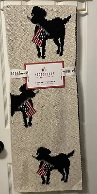 Patriotic BLACK Lab Dog American Flag Cotton Knit Throw Blanket 50x60 Labrador • $46.99