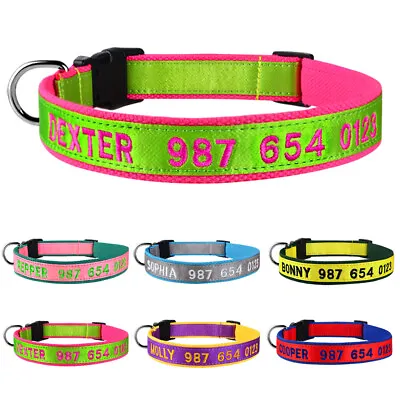 £8.38 • Buy Personalised Dog Collar With Name Phone Number Embroidered Puppy ID Collar XS-L