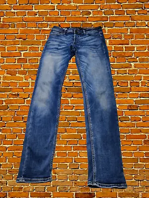 Men Jack & Jones Glenn Size W30 L32 Blue Acidwash Slim Denim Jeans Trouser 30x32 • £12.99