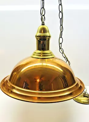 Vintage Copper & Brass Hanging Dome Pendant Light Fixture 17  Diameter • $125