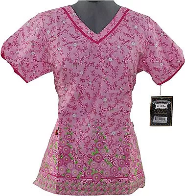 New Women Mary Engelbreit Designer Scrub Top M3057 Round V-neck Uniform Xs - L • $17.49