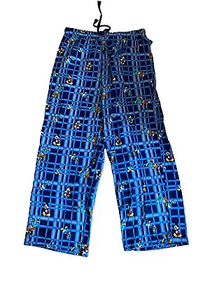 Disney Mickey Mouse Men's Draw String Fleece Plaid Lounge Pants Blue  (Size: L) • $11.39