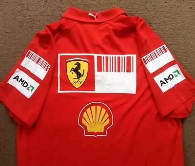 Official Ferrari Marlboro 2008 Puma Barcode F1 Team Issue Pit Crew Polo Shirt • $149.19